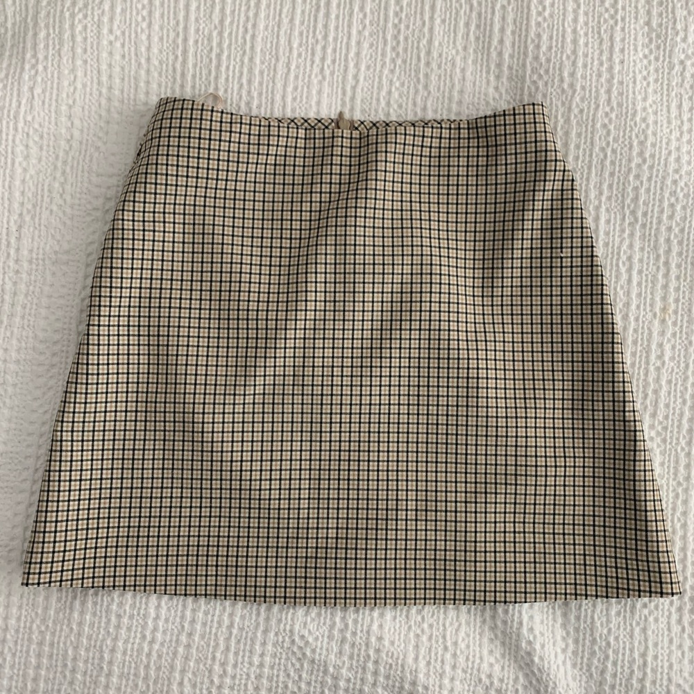 Aritzia Wilfred Renee Tan A-Line Plaid Skirt